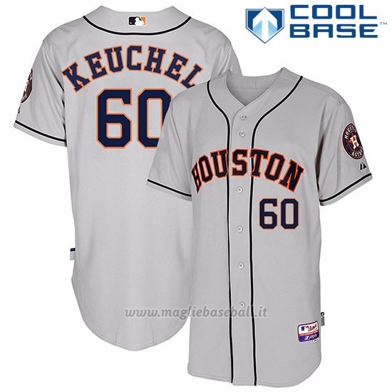 Maglia Baseball Uomo Houston Astros Dallas Keuchel Majestic Autentico Collezione Grigio Cool Base